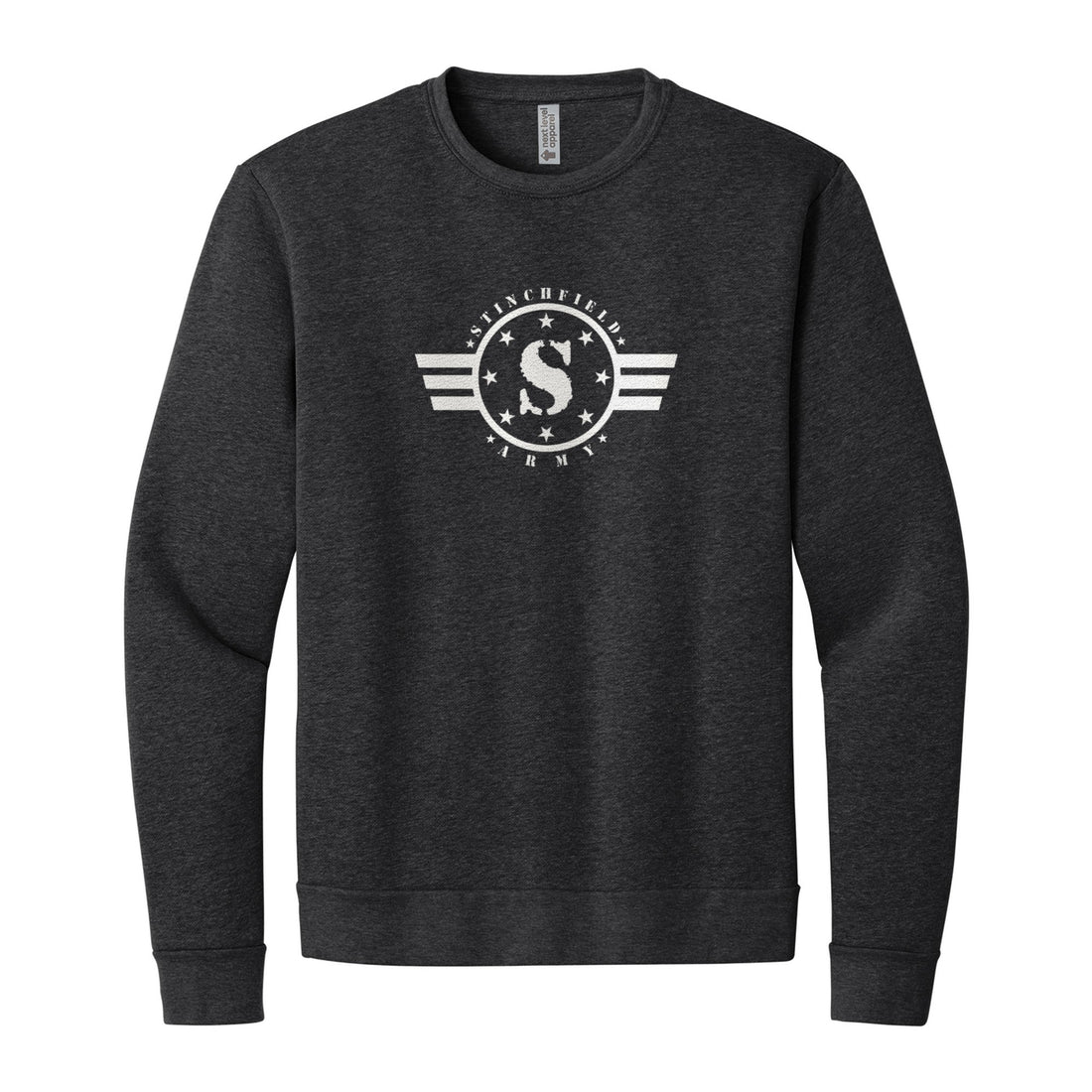 Stinch Army Logo Sweatshirt in Heather Black, front